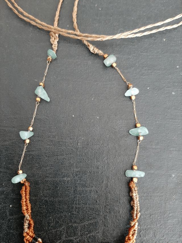 Collier macramé, Aventurine, Labradorite