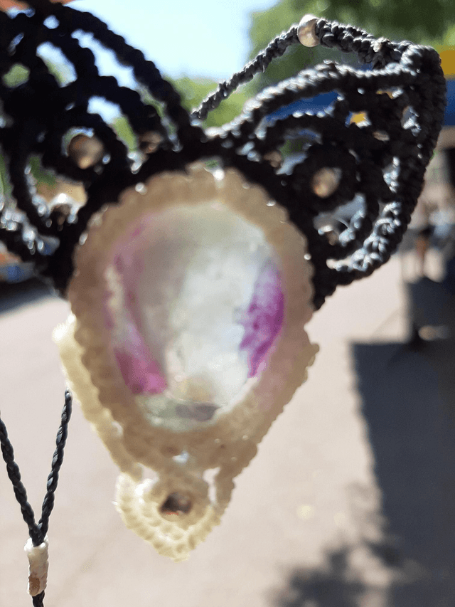 Collier macramé.  Pierre naturelle Fluorite 