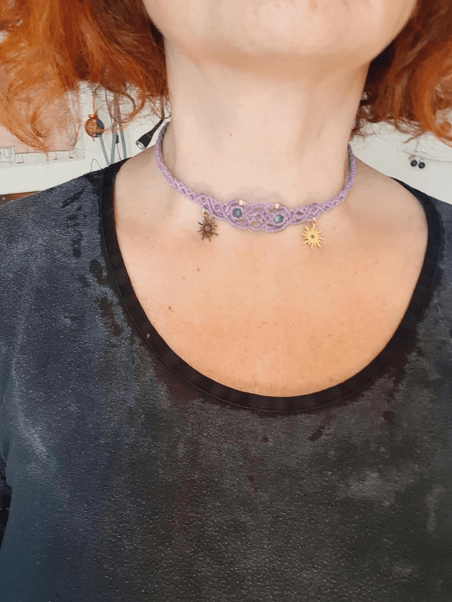 Ras de cou macramé et pierre naturelle Sodalite