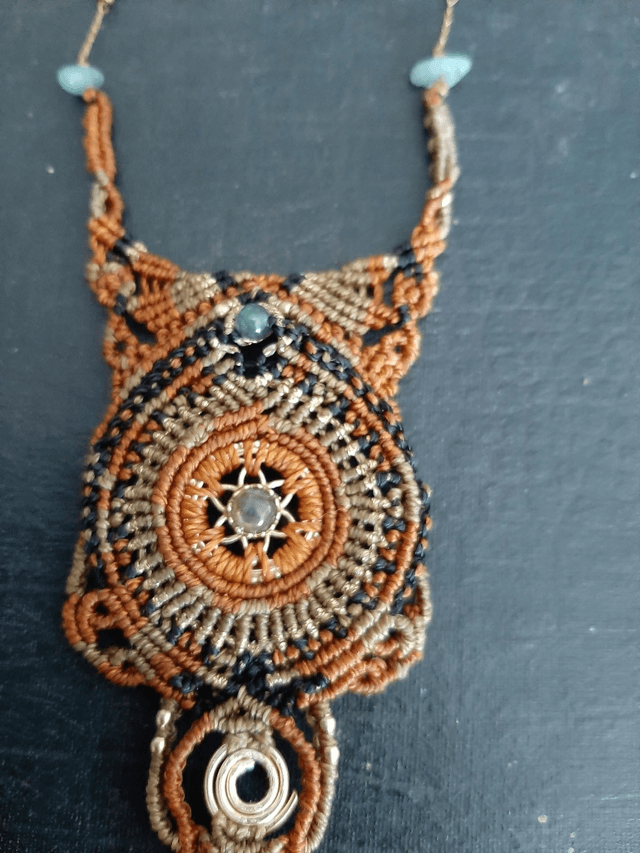 Collier macramé, Aventurine, Labradorite